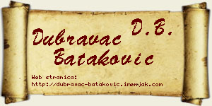 Dubravac Bataković vizit kartica